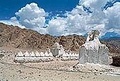 Ladakh - A large group of chortens close to Shey palace